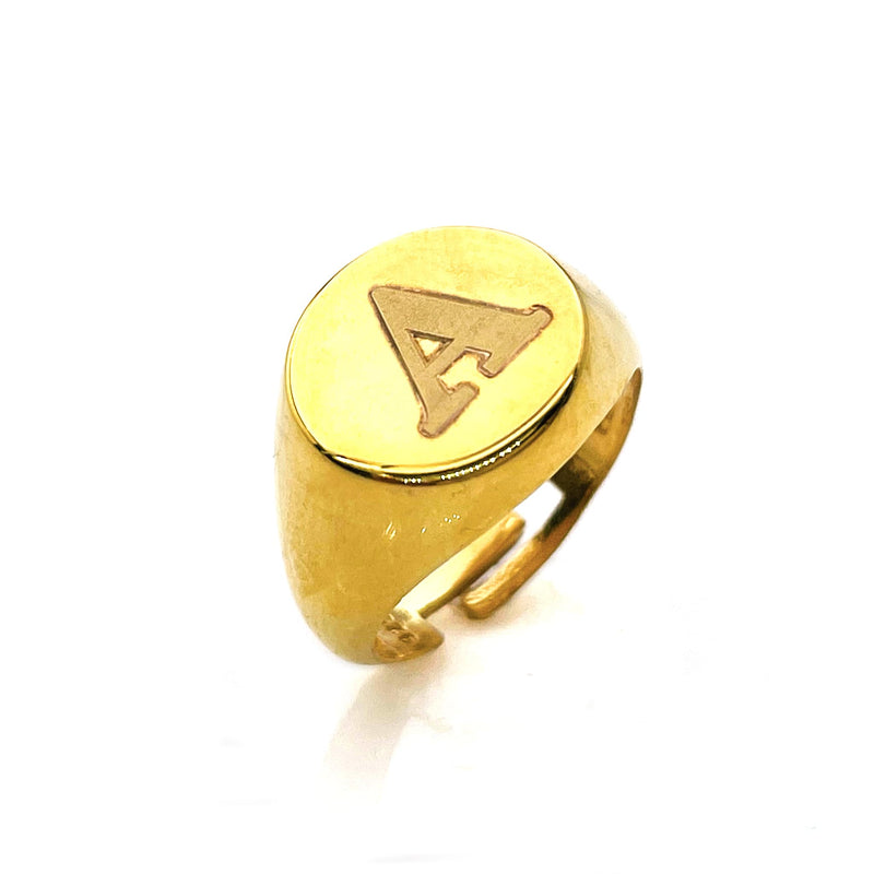 Engraved Initial A Pinky Ring