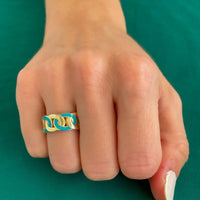Turquoise Enamel Chain Link Ring