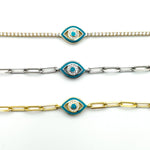 Turquoise Evil Eye Paperclip Bracelet