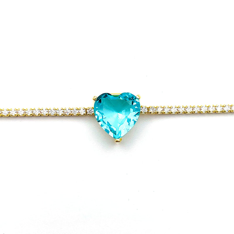 Aquamarine Heart Tennis Bracelet