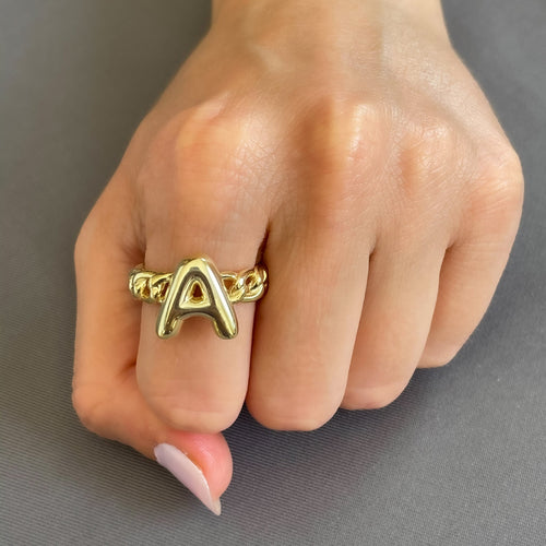 Puffy Initial A Ring