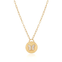 Gold Butterfly Round Link Necklace - JIWIL