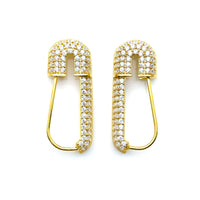 Pave CZ Safety Pin Earring