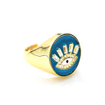 Turquoise Evil Eye Round Ring