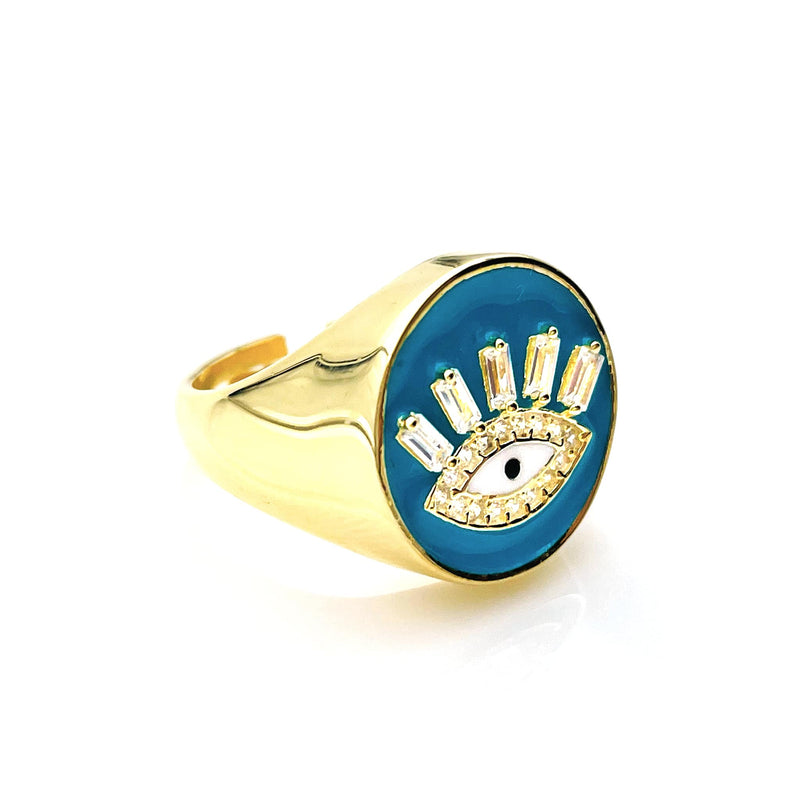 Turquoise Evil Eye Round Ring
