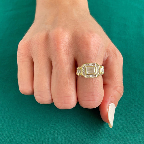 Clear Baguette Link Ring