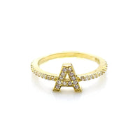 Pave CZ Initial A Ring