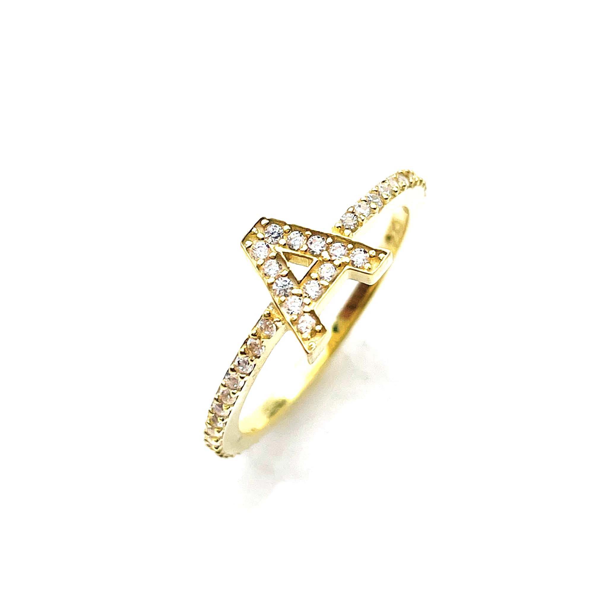 Pave CZ Initial A Ring
