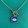 Gold Dark Blue Evil Eye Toggle Necklace - JIWIL