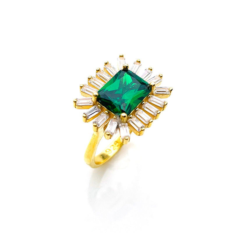 Emerald Green Baguette Ring