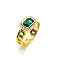 Emerald Green Baguette Link Ring