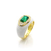 Emerald Baguette White Enamel Ring