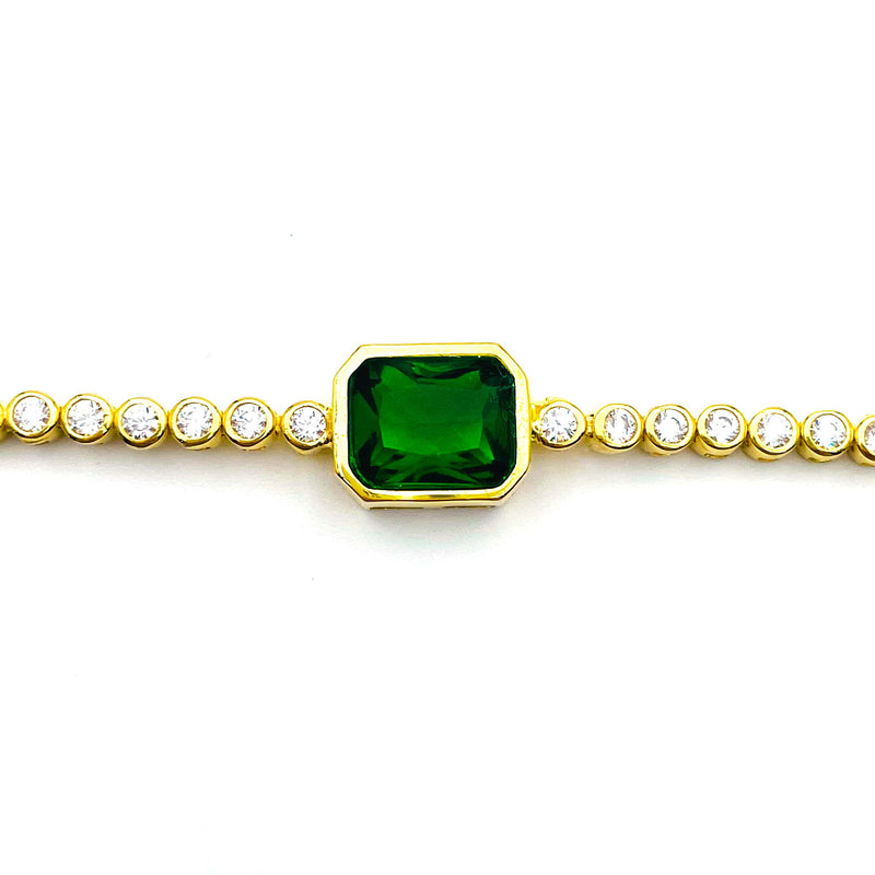 Emerald Green Octagon Tennis Bracelet