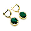 Emerald Green CZ Oval Stone Drop Earrings - JIWIL