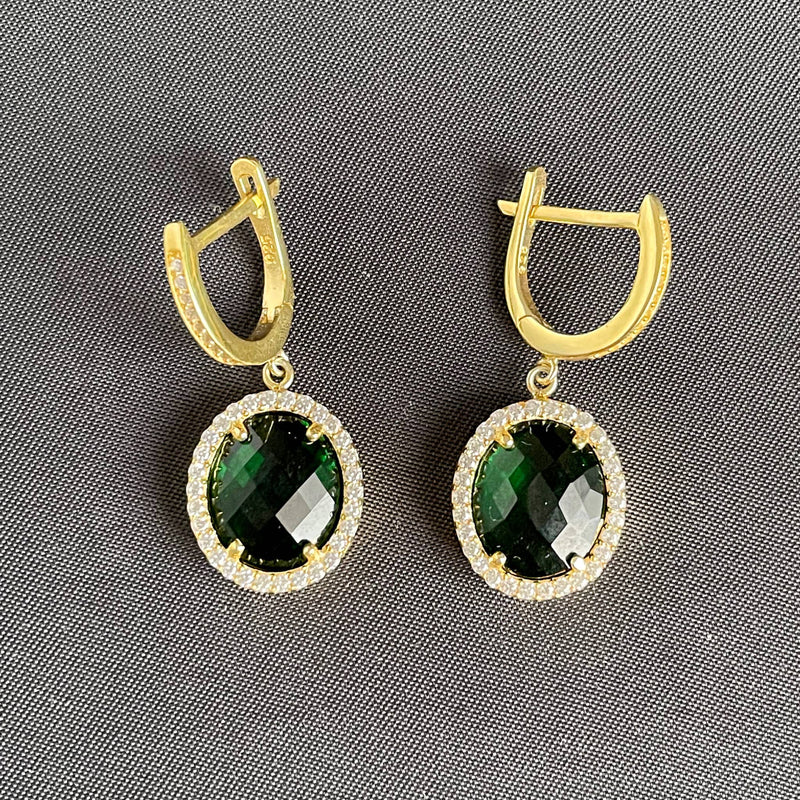 Emerald Green Stone Drop Earring
