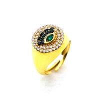 Emerald Green Evil Eye Pinky Ring