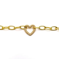 Pave Open Heart Link Bracelet