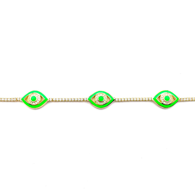 Neon Green Evil Eye Tennis Bracelet