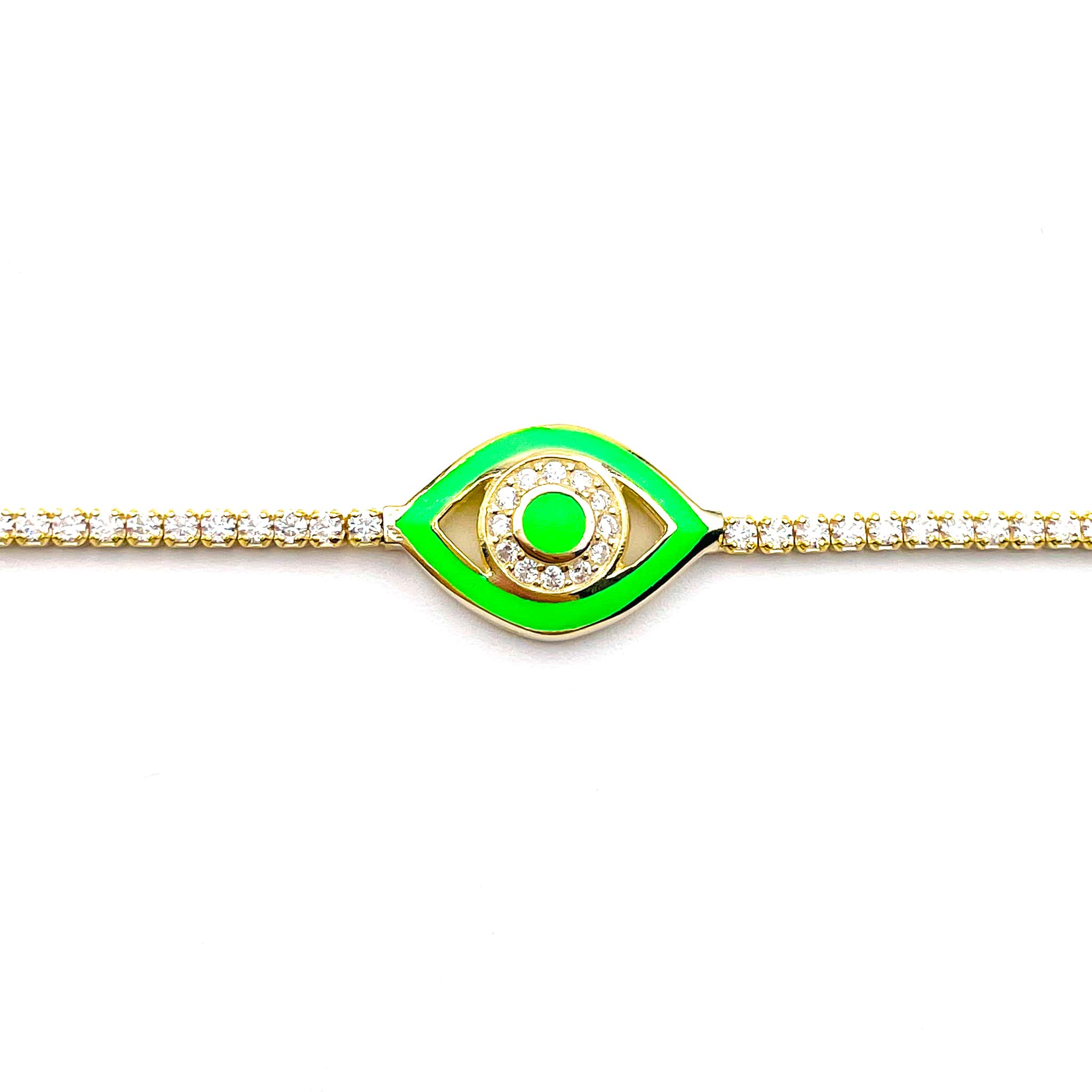 Neon Green Evil Eye Tennis Bracelet