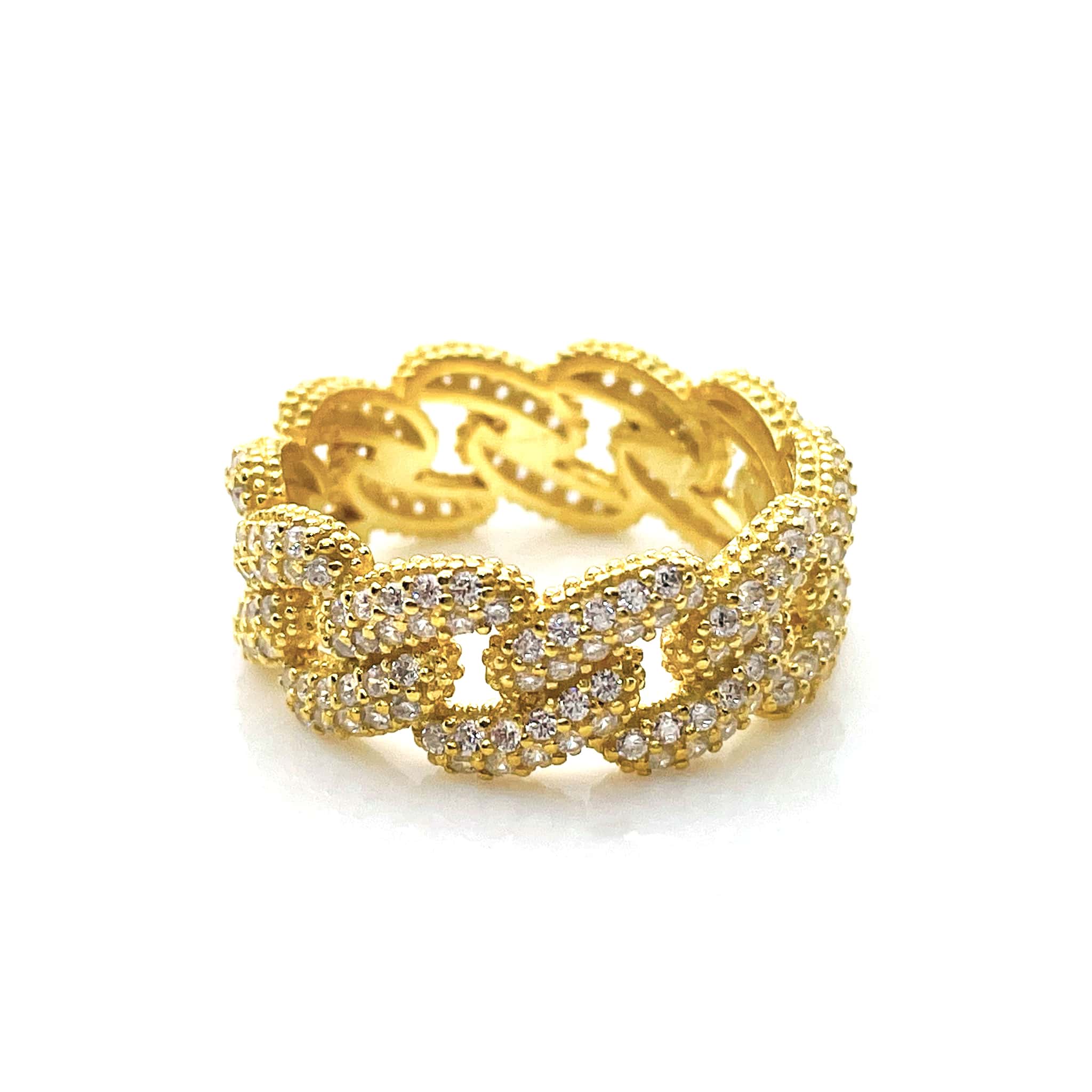 Pave CZ Chain Link Ring