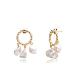 Hanging Pearl Twisted Stud Earring
