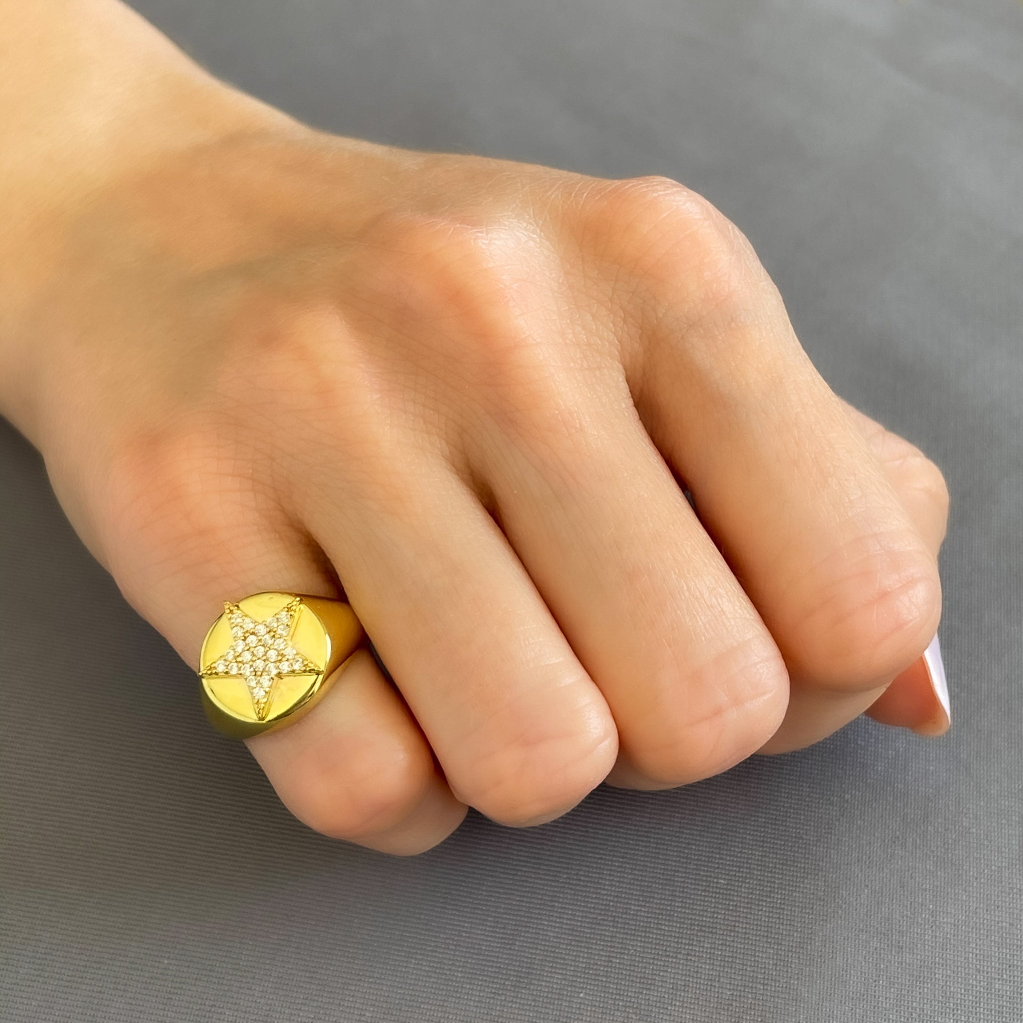 Pave CZ Star Pinky Ring