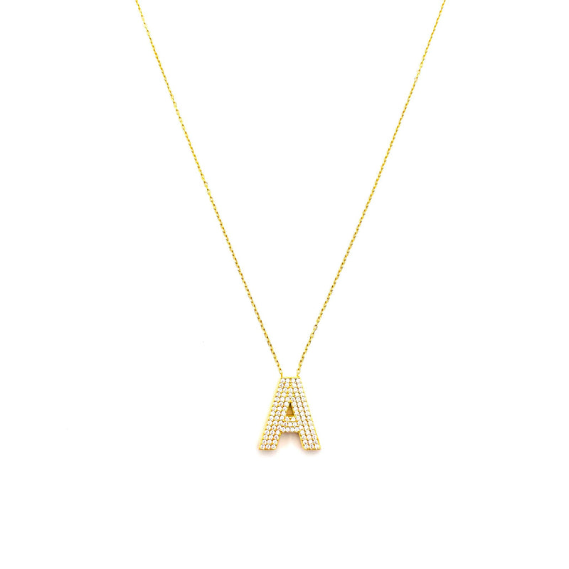 Pave Thick Initial A Necklace