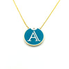 Turquoise Enamel Initial A Necklace