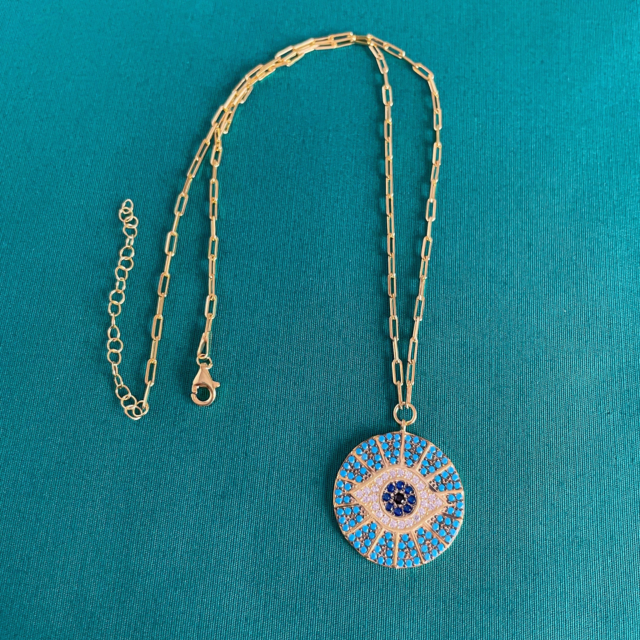 Turquoise Evil Eye Link Necklace