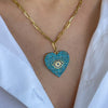 Gold Turquoise Heart Evil Eye Necklace - JIWIL