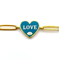 Turquoise Heart Love Link Bracelet