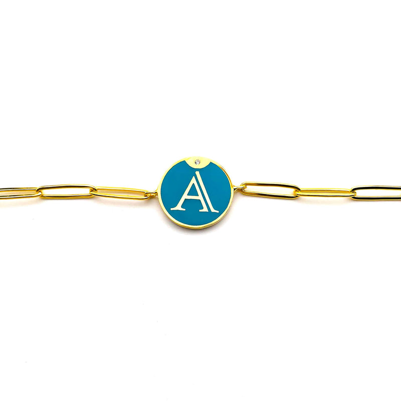 Turquoise Initial A Link Bracelet