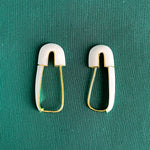 White Enamel Safety Pin Earring