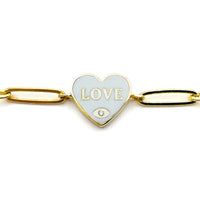 White Heart Love Link Bracelet